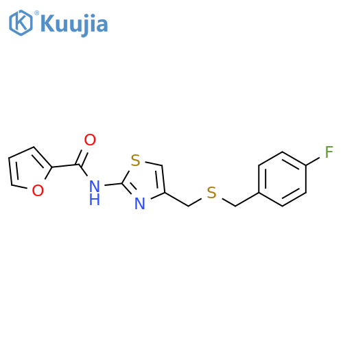 N-4-({(4-fluorophenyl)methylsulfanyl}methyl)-1,3-thiazol-2-ylfuran-2-carboxamide structure
