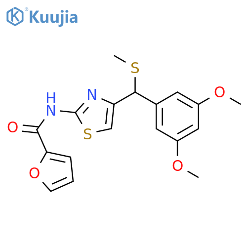 N-4-({(3,5-dimethoxyphenyl)methylsulfanyl}methyl)-1,3-thiazol-2-ylfuran-2-carboxamide structure