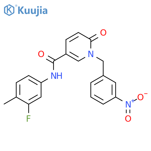 N-(3-fluoro-4-methylphenyl)-1-(3-nitrophenyl)methyl-6-oxo-1,6-dihydropyridine-3-carboxamide structure