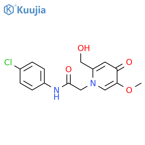 N-(4-chlorophenyl)-2-2-(hydroxymethyl)-5-methoxy-4-oxo-1,4-dihydropyridin-1-ylacetamide structure