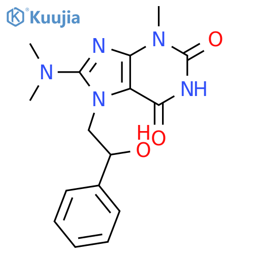 8-(dimethylamino)-7-(2-hydroxy-2-phenylethyl)-3-methyl-2,3,6,7-tetrahydro-1H-purine-2,6-dione structure