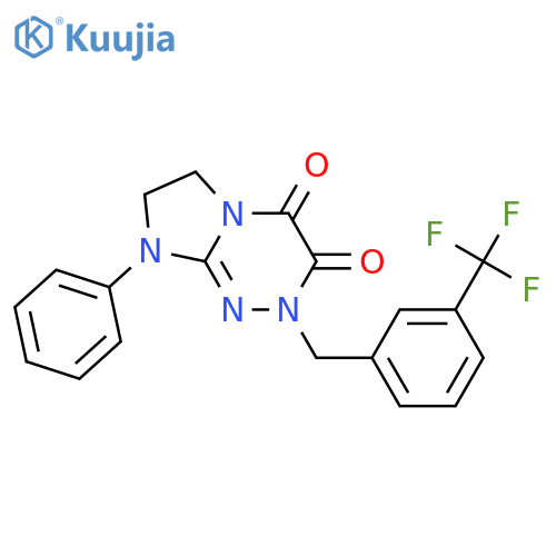 8-phenyl-2-{3-(trifluoromethyl)phenylmethyl}-2H,3H,4H,6H,7H,8H-imidazo2,1-c1,2,4triazine-3,4-dione structure
