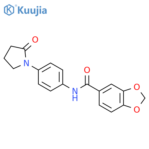 N-4-(2-oxopyrrolidin-1-yl)phenyl-2H-1,3-benzodioxole-5-carboxamide structure