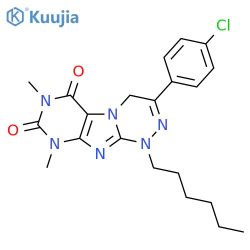 3-(4-chlorophenyl)-1-hexyl-7,9-dimethyl-1H,4H,6H,7H,8H,9H-1,2,4triazino4,3-gpurine-6,8-dione structure