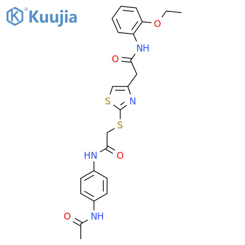 N-(4-acetamidophenyl)-2-(4-{(2-ethoxyphenyl)carbamoylmethyl}-1,3-thiazol-2-yl)sulfanylacetamide structure