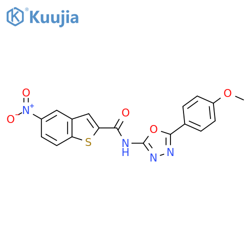N-5-(4-methoxyphenyl)-1,3,4-oxadiazol-2-yl-5-nitro-1-benzothiophene-2-carboxamide structure