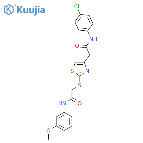2-(4-{(4-chlorophenyl)carbamoylmethyl}-1,3-thiazol-2-yl)sulfanyl-N-(3-methoxyphenyl)acetamide structure