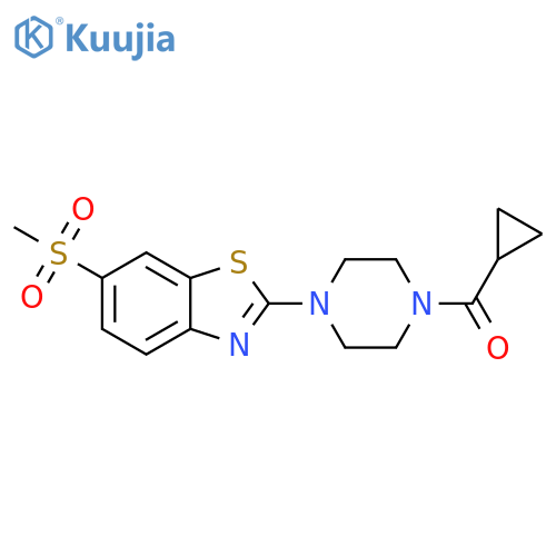 2-(4-cyclopropanecarbonylpiperazin-1-yl)-6-methanesulfonyl-1,3-benzothiazole structure