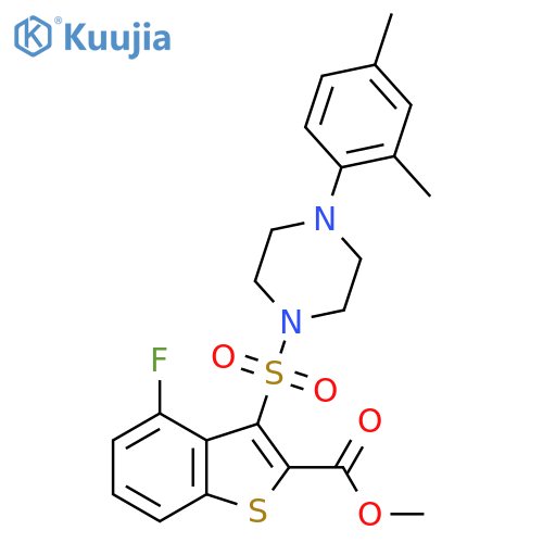 methyl 3-{4-(2,4-dimethylphenyl)piperazin-1-ylsulfonyl}-4-fluoro-1-benzothiophene-2-carboxylate structure