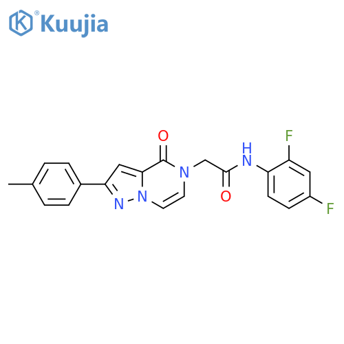 N-(2,4-difluorophenyl)-2-2-(4-methylphenyl)-4-oxo-4H,5H-pyrazolo1,5-apyrazin-5-ylacetamide structure