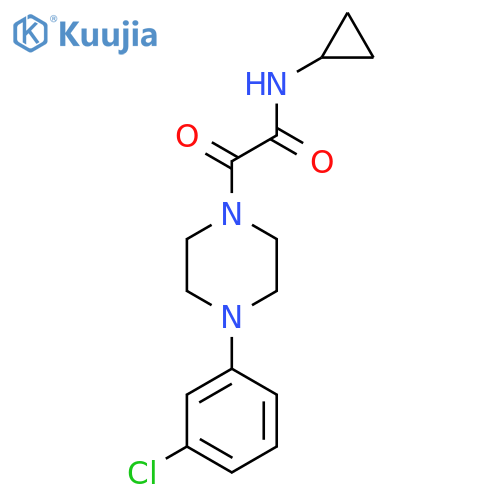 2-4-(3-chlorophenyl)piperazin-1-yl-N-cyclopropyl-2-oxoacetamide structure