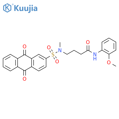 N-(2-methoxyphenyl)-4-(N-methyl9,10-dioxo-9,10-dihydroanthracene-2-sulfonamido)butanamide structure