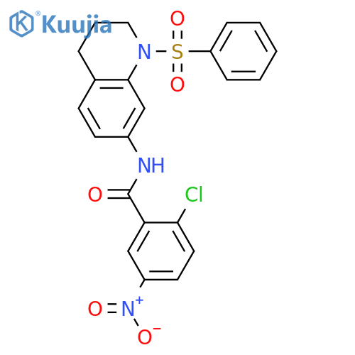 N-1-(benzenesulfonyl)-1,2,3,4-tetrahydroquinolin-7-yl-2-chloro-5-nitrobenzamide structure