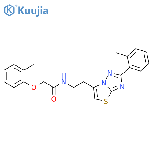 2-(2-methylphenoxy)-N-{2-2-(2-methylphenyl)-1,2,4triazolo3,2-b1,3thiazol-6-ylethyl}acetamide structure