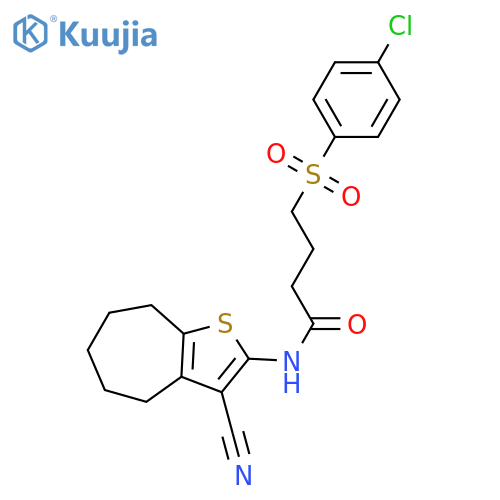 4-(4-chlorobenzenesulfonyl)-N-{3-cyano-4H,5H,6H,7H,8H-cycloheptabthiophen-2-yl}butanamide structure