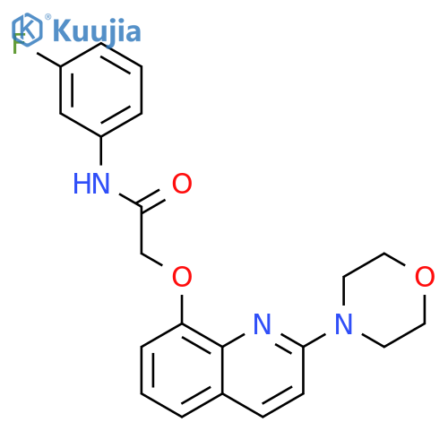 N-(3-fluorophenyl)-2-{2-(morpholin-4-yl)quinolin-8-yloxy}acetamide structure