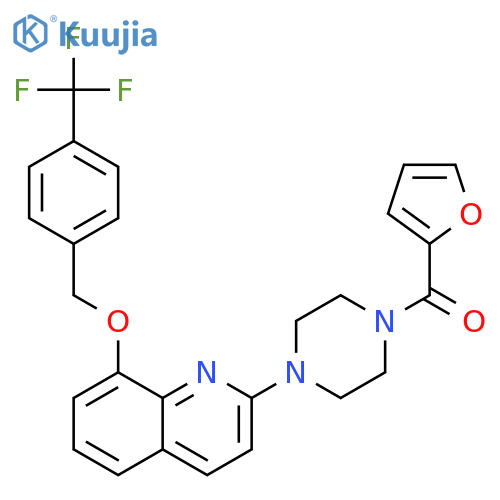 2-4-(furan-2-carbonyl)piperazin-1-yl-8-{4-(trifluoromethyl)phenylmethoxy}quinoline structure