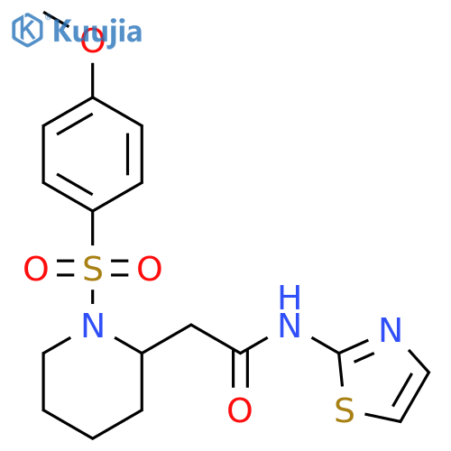 2-1-(4-methoxybenzenesulfonyl)piperidin-2-yl-N-(1,3-thiazol-2-yl)acetamide structure