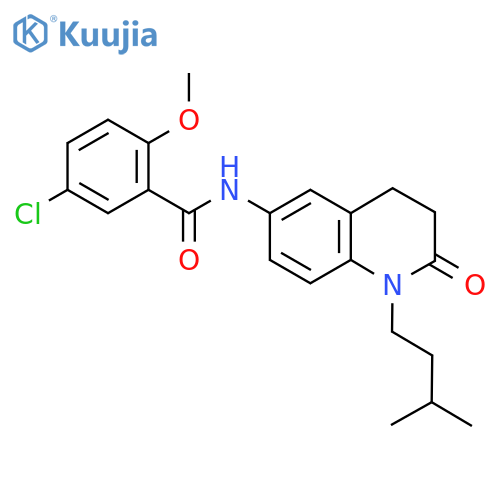 5-chloro-2-methoxy-N-1-(3-methylbutyl)-2-oxo-1,2,3,4-tetrahydroquinolin-6-ylbenzamide structure