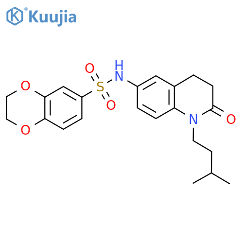 N-1-(3-methylbutyl)-2-oxo-1,2,3,4-tetrahydroquinolin-6-yl-2,3-dihydro-1,4-benzodioxine-6-sulfonamide structure