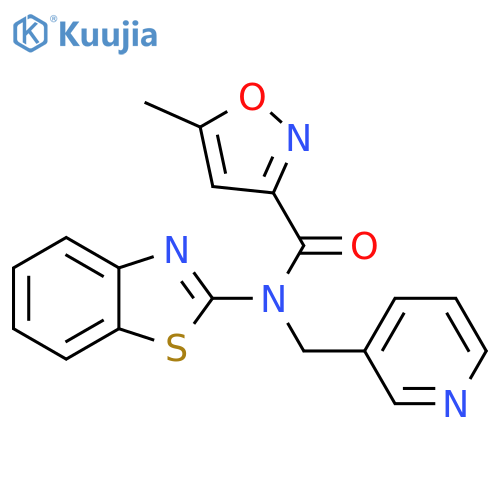 N-(1,3-benzothiazol-2-yl)-5-methyl-N-(pyridin-3-yl)methyl-1,2-oxazole-3-carboxamide structure