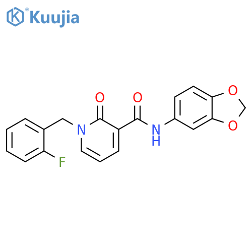 N-(2H-1,3-benzodioxol-5-yl)-1-(2-fluorophenyl)methyl-2-oxo-1,2-dihydropyridine-3-carboxamide structure