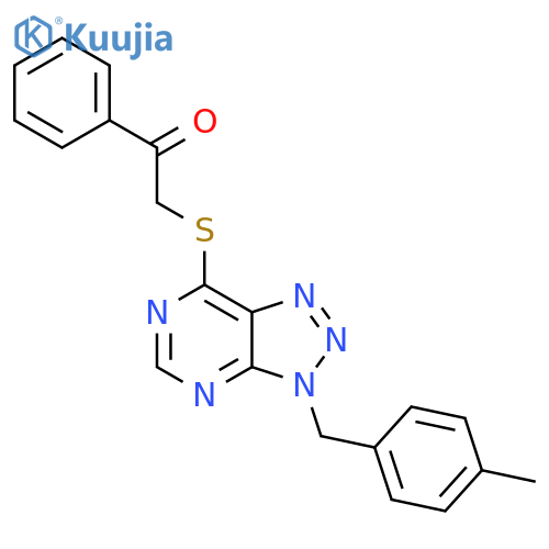 2-({3-(4-methylphenyl)methyl-3H-1,2,3triazolo4,5-dpyrimidin-7-yl}sulfanyl)-1-phenylethan-1-one structure