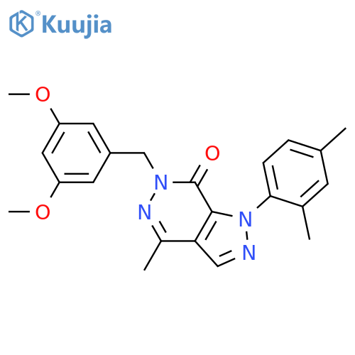 6-(3,5-dimethoxyphenyl)methyl-1-(2,4-dimethylphenyl)-4-methyl-1H,6H,7H-pyrazolo3,4-dpyridazin-7-one structure