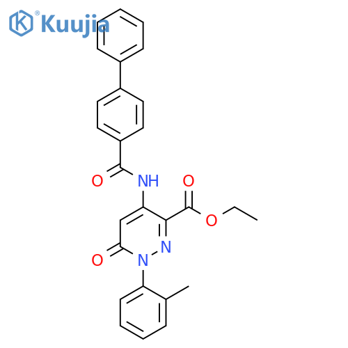 ethyl 4-{1,1'-biphenyl-4-amido}-1-(2-methylphenyl)-6-oxo-1,6-dihydropyridazine-3-carboxylate structure