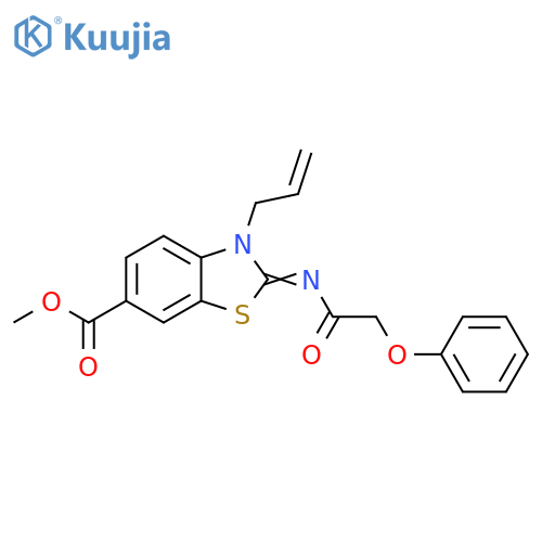 methyl (2Z)-2-(2-phenoxyacetyl)imino-3-(prop-2-en-1-yl)-2,3-dihydro-1,3-benzothiazole-6-carboxylate structure