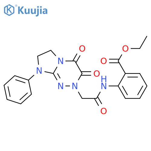 ethyl 2-(2-{3,4-dioxo-8-phenyl-2H,3H,4H,6H,7H,8H-imidazo2,1-c1,2,4triazin-2-yl}acetamido)benzoate structure