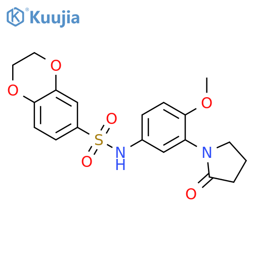 N-4-methoxy-3-(2-oxopyrrolidin-1-yl)phenyl-2,3-dihydro-1,4-benzodioxine-6-sulfonamide structure