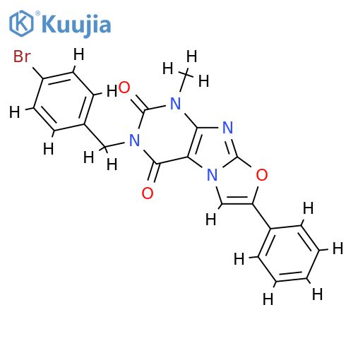 3-(4-bromophenyl)methyl-1-methyl-7-phenyl-1H,2H,3H,4H-1,3oxazolo3,2-gpurine-2,4-dione structure