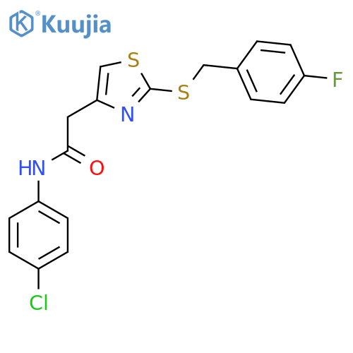 N-(4-chlorophenyl)-2-(2-{(4-fluorophenyl)methylsulfanyl}-1,3-thiazol-4-yl)acetamide structure