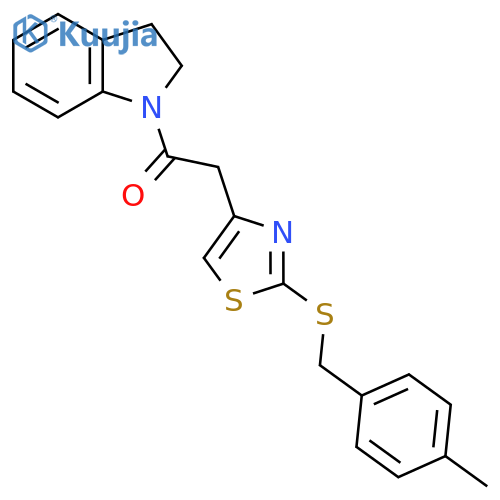1-(2,3-dihydro-1H-indol-1-yl)-2-(2-{(4-methylphenyl)methylsulfanyl}-1,3-thiazol-4-yl)ethan-1-one structure