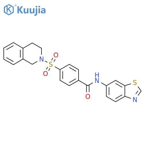 N-(1,3-benzothiazol-6-yl)-4-(1,2,3,4-tetrahydroisoquinoline-2-sulfonyl)benzamide structure