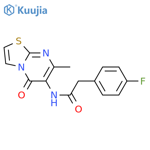2-(4-fluorophenyl)-N-{7-methyl-5-oxo-5H-1,3thiazolo3,2-apyrimidin-6-yl}acetamide structure