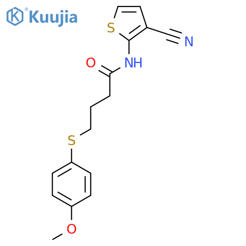 N-(3-cyanothiophen-2-yl)-4-(4-methoxyphenyl)sulfanylbutanamide structure
