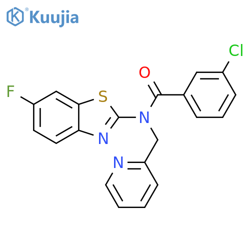 3-chloro-N-(6-fluoro-1,3-benzothiazol-2-yl)-N-(pyridin-2-yl)methylbenzamide structure
