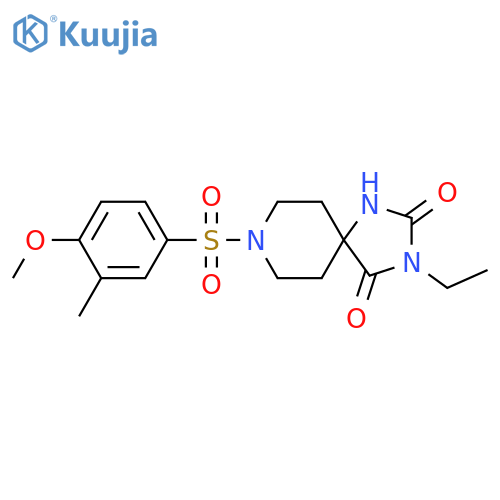 3-ethyl-8-(4-methoxy-3-methylbenzenesulfonyl)-1,3,8-triazaspiro4.5decane-2,4-dione structure