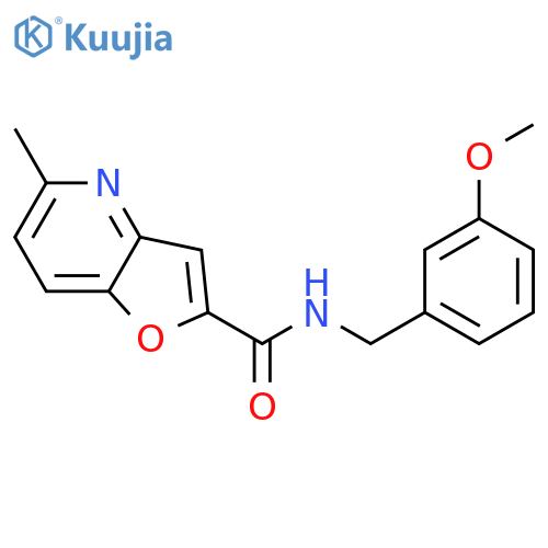 N-(3-methoxyphenyl)methyl-5-methylfuro3,2-bpyridine-2-carboxamide structure