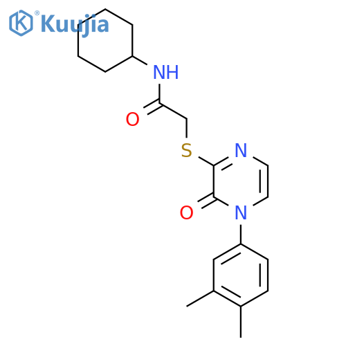 N-cyclohexyl-2-{4-(3,4-dimethylphenyl)-3-oxo-3,4-dihydropyrazin-2-ylsulfanyl}acetamide structure
