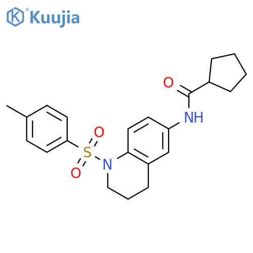 N-1-(4-methylbenzenesulfonyl)-1,2,3,4-tetrahydroquinolin-6-ylcyclopentanecarboxamide structure