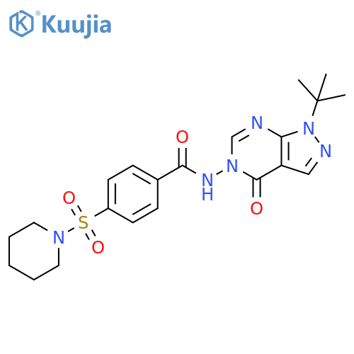 N-{1-tert-butyl-4-oxo-1H,4H,5H-pyrazolo3,4-dpyrimidin-5-yl}-4-(piperidine-1-sulfonyl)benzamide structure
