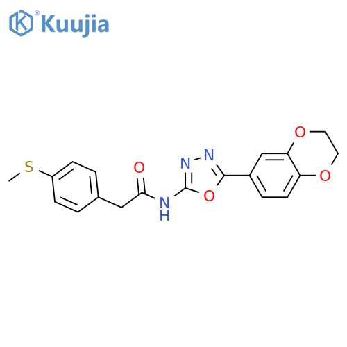 N-5-(2,3-dihydro-1,4-benzodioxin-6-yl)-1,3,4-oxadiazol-2-yl-2-4-(methylsulfanyl)phenylacetamide structure