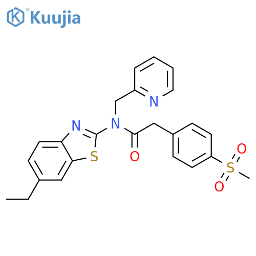 N-(6-ethyl-1,3-benzothiazol-2-yl)-2-(4-methanesulfonylphenyl)-N-(pyridin-2-yl)methylacetamide structure