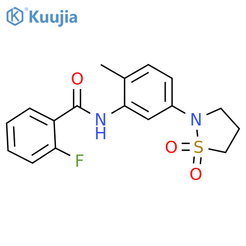 N-5-(1,1-dioxo-1lambda6,2-thiazolidin-2-yl)-2-methylphenyl-2-fluorobenzamide structure