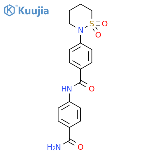 N-(4-carbamoylphenyl)-4-(1,1-dioxo-1lambda6,2-thiazinan-2-yl)benzamide structure