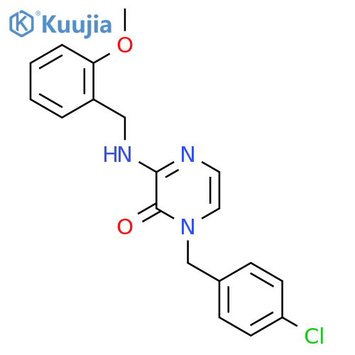 1-(4-chlorophenyl)methyl-3-{(2-methoxyphenyl)methylamino}-1,2-dihydropyrazin-2-one structure