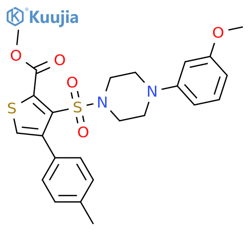 methyl 3-{4-(3-methoxyphenyl)piperazin-1-ylsulfonyl}-4-(4-methylphenyl)thiophene-2-carboxylate structure